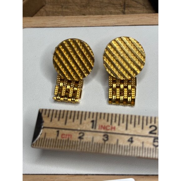 Vintage Dante Gold-Tone Cufflinks With Textured Round Design & Box - Picture 5 of 7